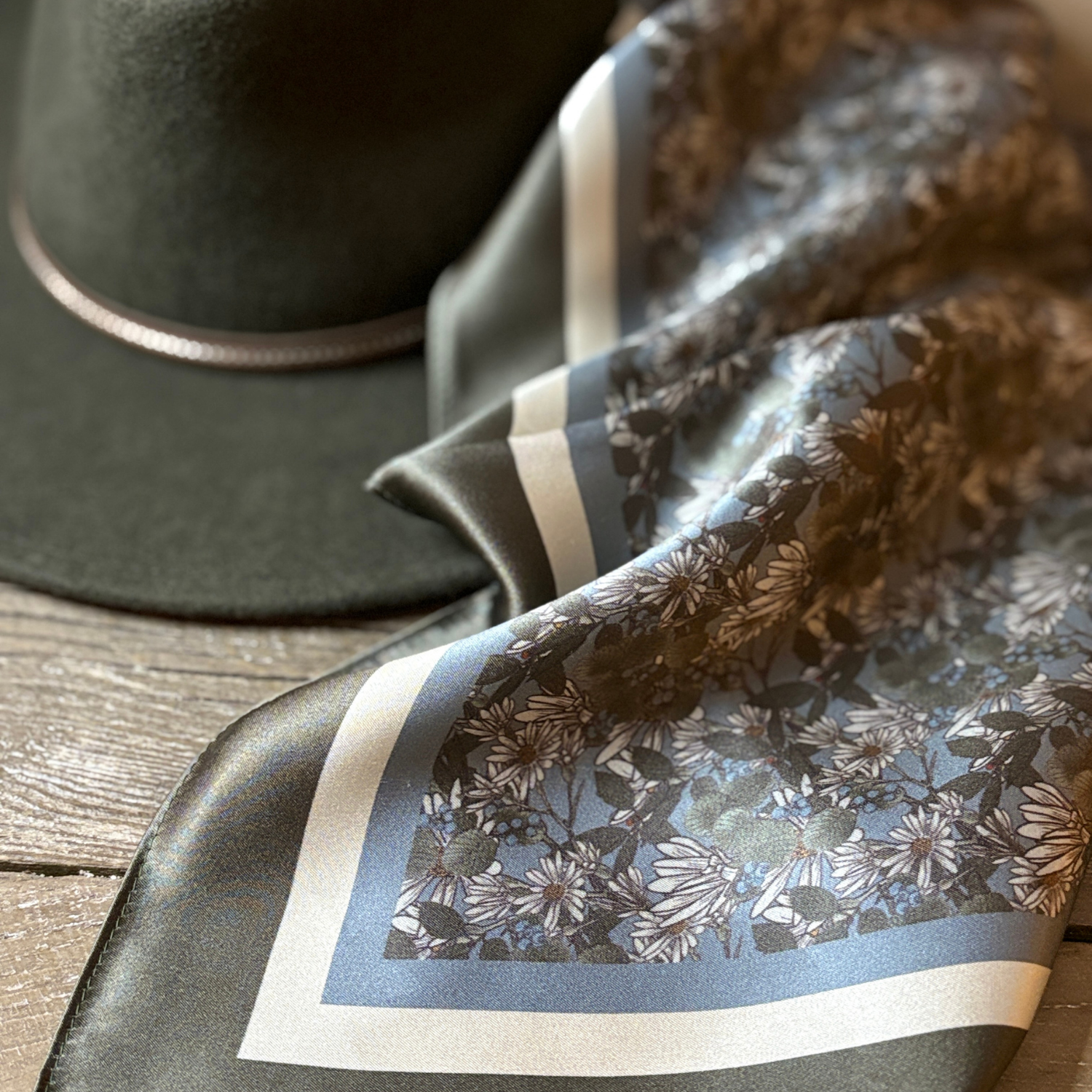 Silk Scarf 35x35" - Bloom and Bounty