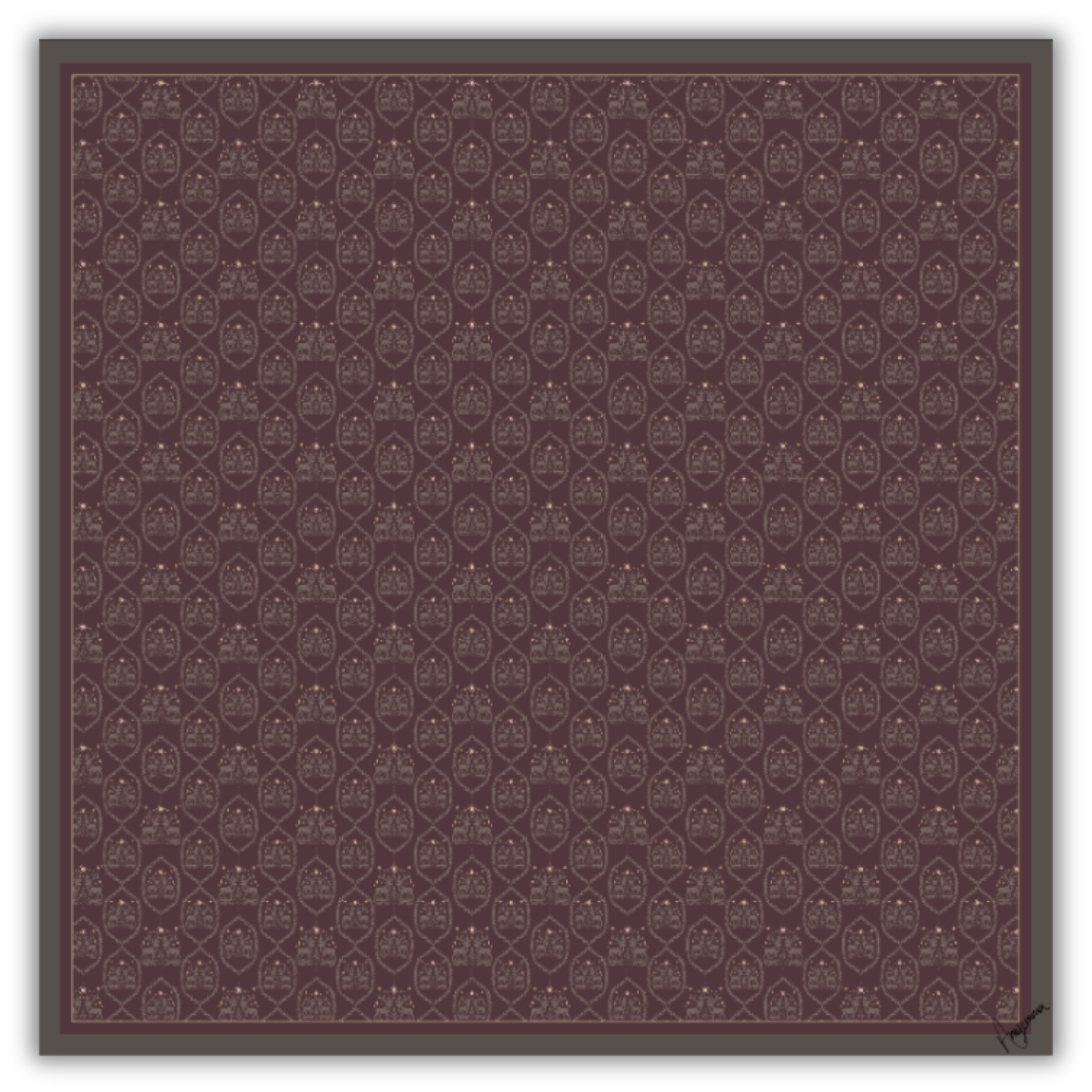 Silk Scarf 35 x 35 - Winterfell - Plum