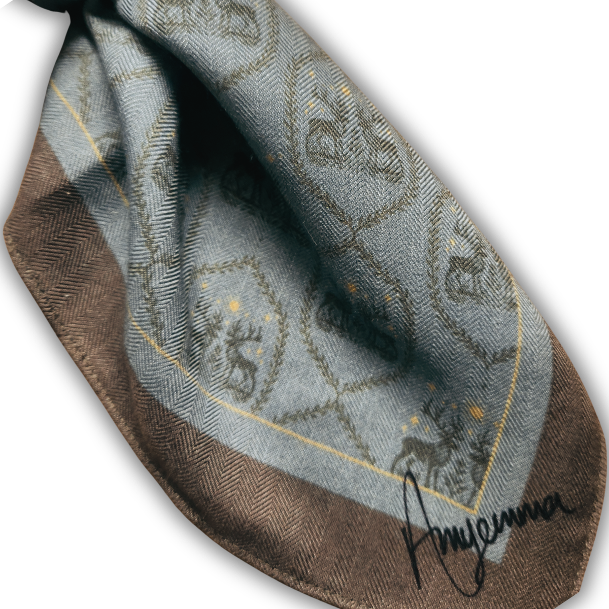 Wool-Silk Scarf 38" Winterfell - Blue