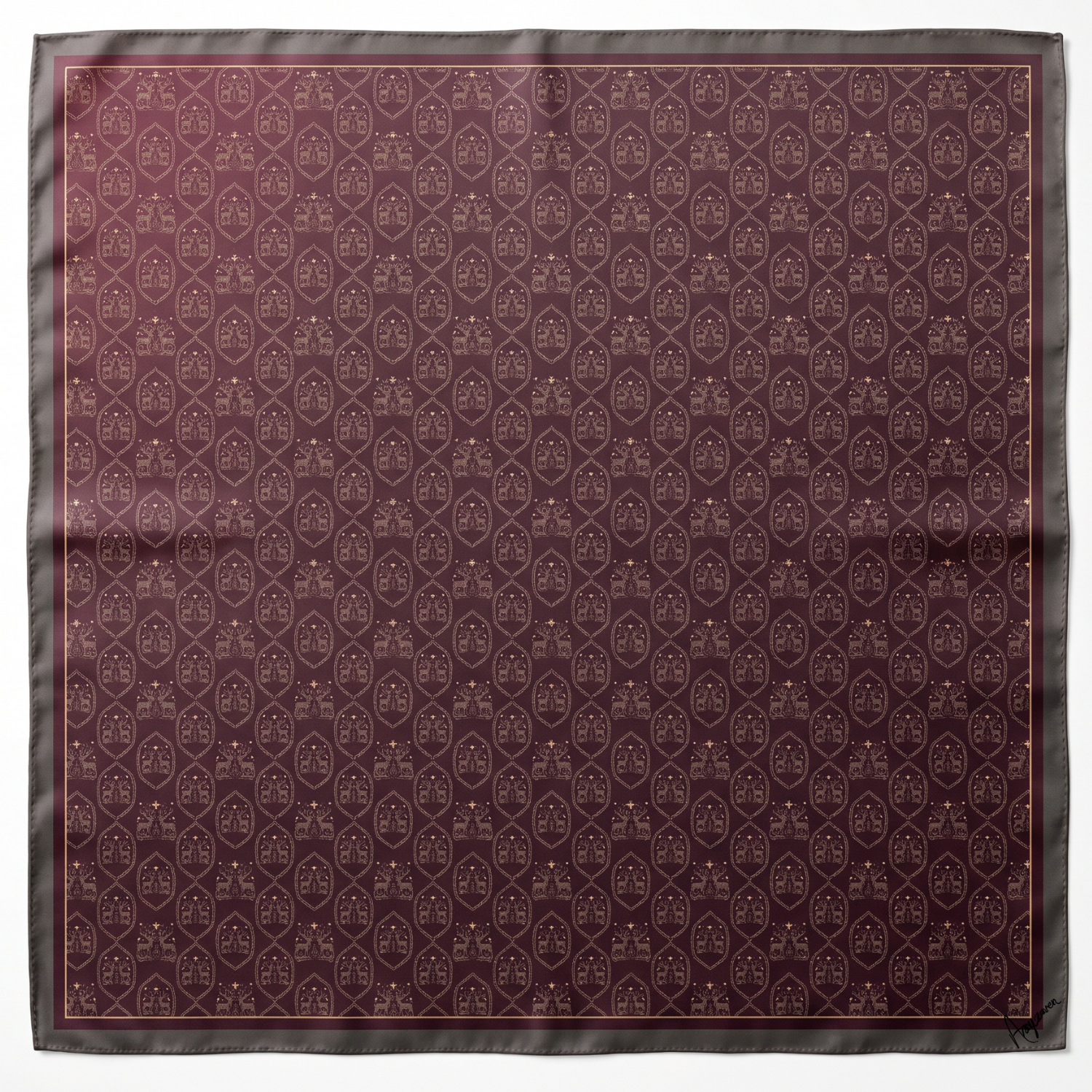 Silk Scarf 35x35" - Winterfell - Plum