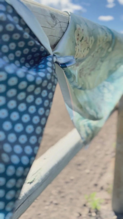 Satin Scarf 35 x 35 - Cottage Garden - Soft Green